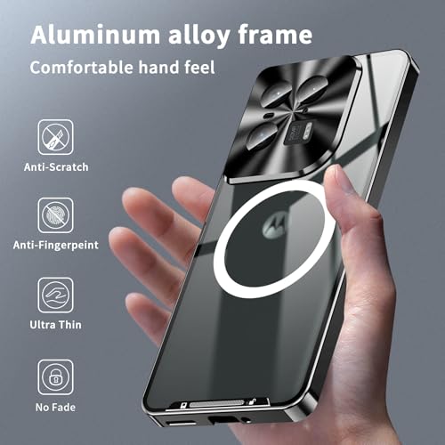 Image of Motorola Edge 50 Ultra /Moto X50 Ultra Case Cover for Magsafe, Camera Protection, Metal Magnetic Cover, Shockproof Protective Case and Slim Fit Case, Black