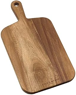 Cole & Mason H722131 Barkway Small Chopping Board With Handle | Wooden Board/Cutting Board/Serving Board | Acacia Wood | (L)420mm x (W)210mm x (D)20mm | Not Suitable For The Dishwasher