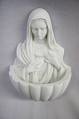 5 1/4" Holy Water Font Immaculate Virgin Mary Madonna Religious Catholic Wall Hanging Statue Sculpture Made In Italy #TOP1