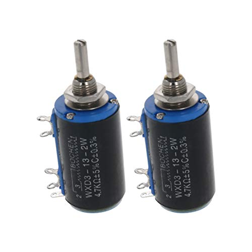 Fielect 2PCS 4.7K ohm Wire Wound Precision Potentiometer, Precision Multi Turn Wirewound Potentiometer, Rotary Adjustable Resistor with Knobs, WXD3-13-2W