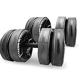 BEDSETS Mancuernas Rellenas De Agua, 1 Par De Mancuernas Ajustables con Agua Rellenable, Entrenamiento con Pesas Rellenas De Agua, Tonificación Muscular (Black 20-25kg)