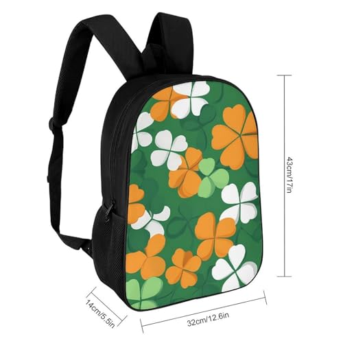 Irish Shamrock Saint Patrick 17 Inch Backpack Classic Travel Daypack with Adjustable Shoulder Straps for Men Women2