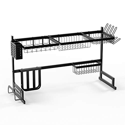 Over the Sink Dish Rack (33.5 Inches), SUS304 Stainless Steel Dish Drying Rack for Kitchen, Dish Drainer Holder for Sink, Black - Thumbnail 6
