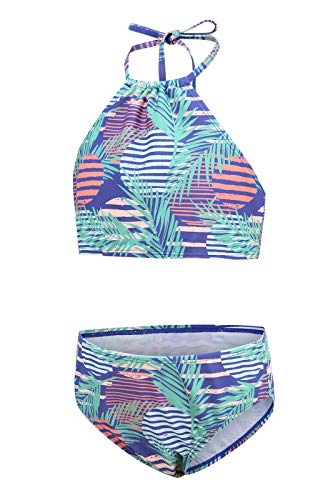 Girls Two Piece Bikini Swimsuits Pink Halter Bathing Suit