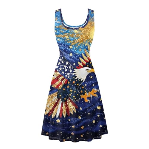 Image of Dreaweet Casual Sleeveless Dresses for Women Girls, Round Neck Tank Dresses with Pockets Summer Sundress Size XS-4XL