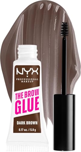 NYX Professional Makeup, Gel Fijador de Cejas con color The Brow Glue, Fijación extrema, Larga duración, Dark Brown