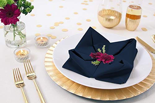 Lukeville Luxury Linen Dinner Napkins Set Of 6 Pieces 12X 12 Inch Table Linens Made From Satin Cotton Fabric Napkins For Kitchen Table, Restaurant, Holidays, Navy Blue Solid #TOP2
