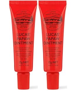 Lucas Papaw Ointment 15g Tubes with Lip Applicator — 2 Pack — Fermented Papaya Lip Balm for Dry, Chapped Lips, Pocket Size, Made in Australia