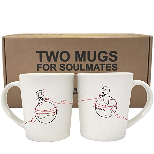 BOLDLOFT You Are Worth Every Mile His and Hers Coffee Mugs- Long Distance Relationships Gifts, Long Distance Mugs, Valentines Gifts for Boyfriend for Girlfriend, LDR Gifts, His and Hers Couples Gifts