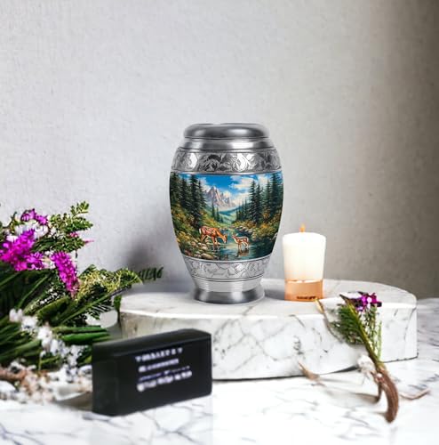 Image of Deer Urn Little Cremation Urns for Human Ashes Adult Man 3 Inch 2 Qty | Small Cremation Urn for Male Human Remains Urns