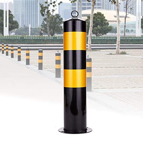 Concrete Security Posts - Heavy Duty Metal Bollards with Reflective Tape for Driveway, Industrial and Commercial Barrier Protection