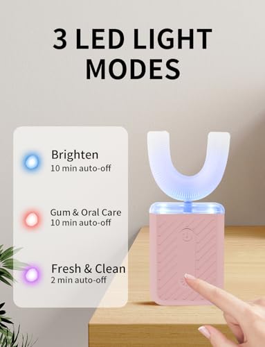Image of U-Shaped Electric Toothbrush for Adults with 3-LED Modes, Automatic Toothbrush with IPX7 Waterproof, ultrasonic Toothbrush for Adult