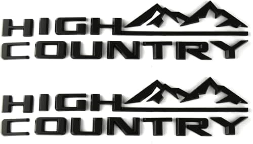 Image of 3Pcs High Country Emblems Side Door Tailgate Letter Logo Car Badge Nameplate Replacement for 2019-2025 Tahoe Silverado (3Pcs Set Emblems - Matte Black)