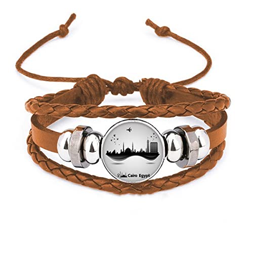 Bracelet en cuir Égypte moderne avec avion en acier pour style élégant