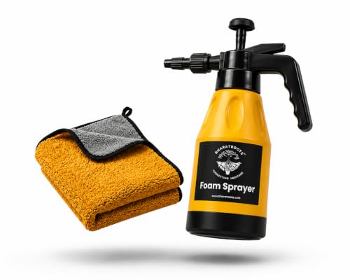 Image of 1.5L Pressure Spray Pump with Adjustable Nozzle,Leak-Proof Compression Sprayer for Watering, Fertiliser & Pesticide, Garden Lawn Plant Care And 800 Gsm Microfiber Cloth For Cleaning(Combo)