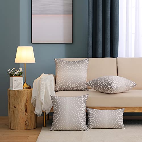 Set Of 2 Antelope Pillow Covers, 20X20 Inch Soft Linen Faux Fawn Animal Print Modern Euro Throw Pillow Covers, Square Neutral Accent Pillow Case Sham For Couch Sofa Bedroom Decorative Brown And White #TOP1