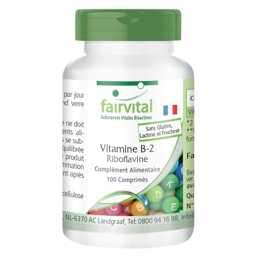 Fairvital | Vitamine B2 riboflavine - 200mg par jour - 100 comprimés - HAUTEMENT DOSÉ - VÉGÉTALIEN