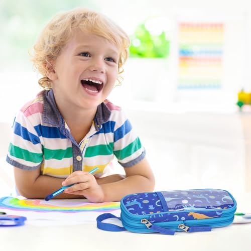 Bagseri Pencil Case for Boys - Expandable Kids Pencil Case Large Capacity Pencil Pouch Organizer Cute Pencil Bag Pencil Box for School Student, Pen Case Only (Blue Space Dinosaur) - Image 7