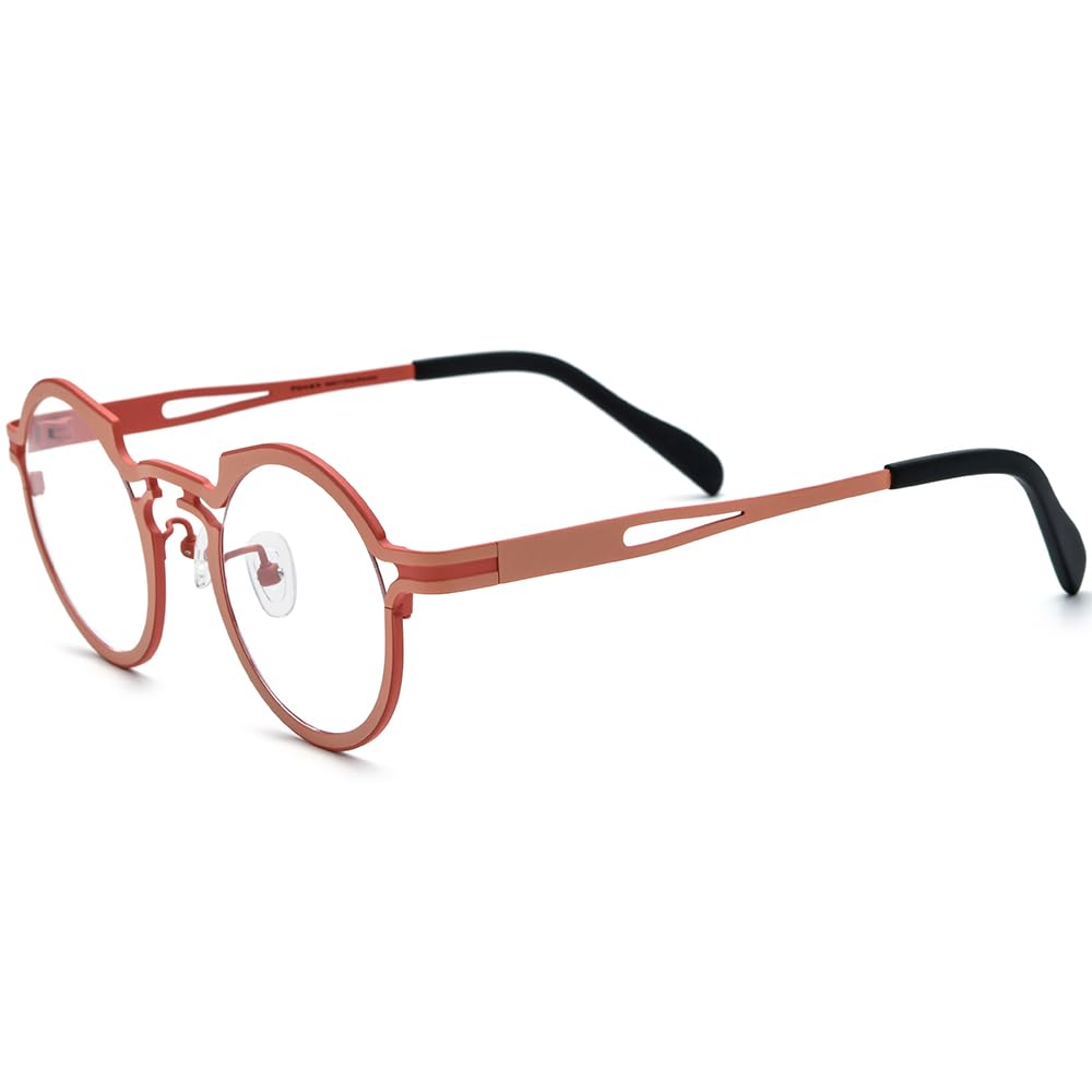 FONEX Colorful Pure Titanium Glasses Frame Women Retro Round Eyeglasses