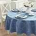 Newbridge Ribbons and Bows Damask Spring & Easter Holiday Fabric Tablecloth, Blue, 70 Inch Round, Wrinkle & Stain Resistant Table Cover