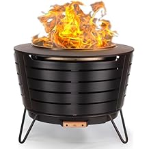 TIKI Patio Smokeless Outdoor Fire Pit, 25-Inch Wood-Burning Bonfire with Removable Ash Pan, Stand, and Weather-Resistant Co