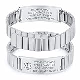 Personalisierte Notfallarmband Medizinisches Armband Herren - Edelstahl Notfall Identifikationsarmband Gravur Epilepsie Allergie Diabetes Telefonnummer, SOS Armband Notfall Armbänder für Erwachsene