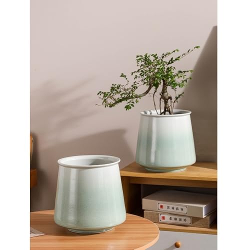 Pot de fleur pot de fleurs vert dégradé grand format extérieur et intérieur en céramique - 6