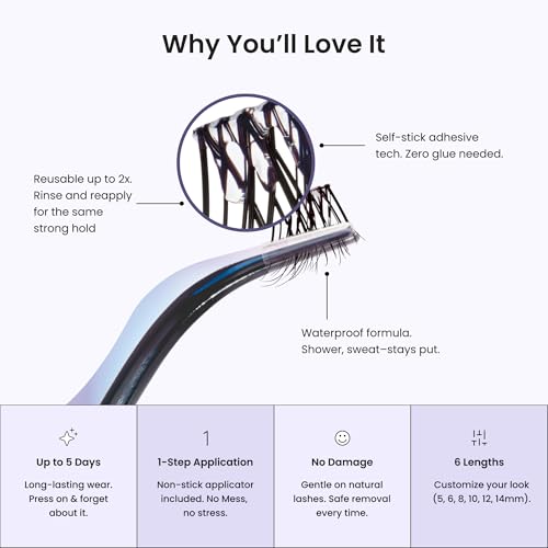 Kiss Impress Falsies Self Adhesive Eyelashes, Demi Wispy, 24 Lash Clusters - image 7