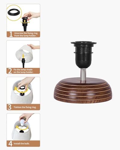 Image of Homesake Wooden Base Table Lamp with Fabric Drum Shade Livra | Warm Ambient Bedside Lamp for Bedroom, Living Room, Study, Office, Modern Classic Night Lamp Home Decor