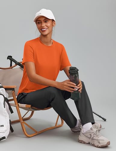 Image of PINSPARK Workout Tops for Women Short Sleeve Athletic Shirts UPF 50+ Quick Dry Running Outfits for Exercise Gym Hiking S-3XL