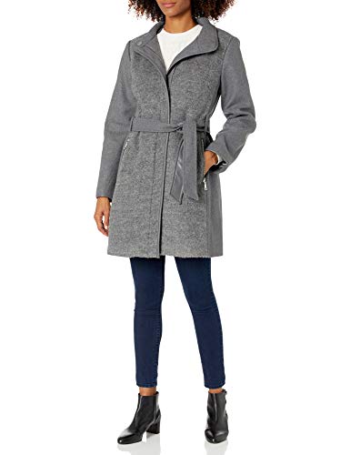 Vince Camuto Women's Mixed Fabric Wool Coat, Med Grey, M