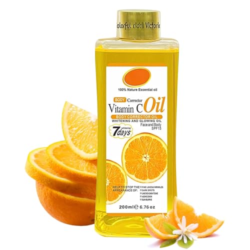 Vitamin c Oil for Skin Vitamin C Body Oil for Women Skin Brightening Massage oil for Massaging Joint & Muscles Scars Stretch Mark Cellulite & Nails VC Body Care Essential Oil Gel Firming & Uneve