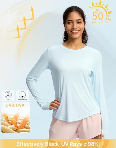 Image of Soothfeel Lightweight Long Sleeve Workout Tops for Women Gym Running Shirts | Quick Dry, Breathable, Moisture Wicking, UPF 50+ Sun Protection, Athletic Shirts for Running, Gym, Exercise, Yoga, Hiking