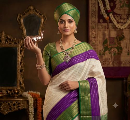 Generic purple mysore silk saree – image 4