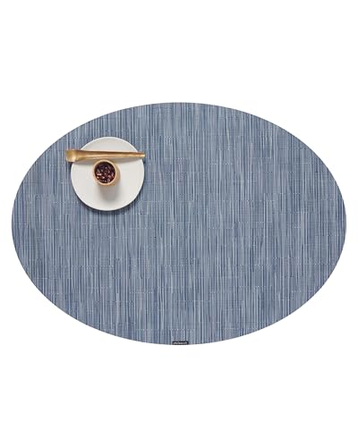 Chilewich Bamboo Placemats Set of 4 - Woven Oval Placemats - Reusable, Stain-Resistant, Indoor/Outdoor Tabletop Protection - 19" x 14" - Rain