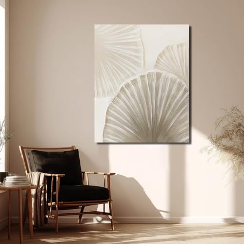 WINKAILIN Beige and White Abstract Shell Canvas Art Modern 32x40 inch Wall Decor for Living Room Bedroom Office Wall Decoration