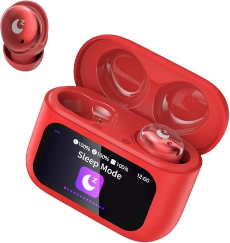 Image of VEKJ 2026 Sleep Earbuds Bluetooth 5.4 in Ear Smart Touch Screen Ear Buds, 48H Playtime Mini Sleep Headphones Small Design for Side Sleepers, 5 EQ Modes, Crystal-Clear Calls, IPX7 Earphones Deep Red