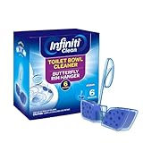 Infiniti Clean Toilet Bowl Cleaner Butterfly Rim Hanger – Ocean Scent, 6 × 1.8 OZ (50g), Lasts Up to 6 Months, Cleans & Deodorizes with Every Flush