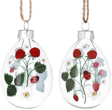 Gisela Graham Strawberries Clear Glass Egg Easter Decorations