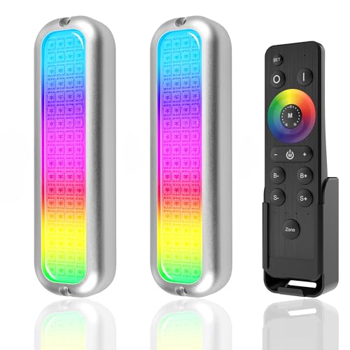 HUSUKU GT3 6000LM Boat Underwater Lights RGB Marine Color Light Kit 72LED 12V 60W 7 IP68 Waterproof All-Metal Wireless Grouping and Control Auto Sync for Yacht Boat Dock Transom Pontoon Lights