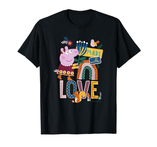 T-shirt Peppa Pig brodé motif portrait nature en coton biologique