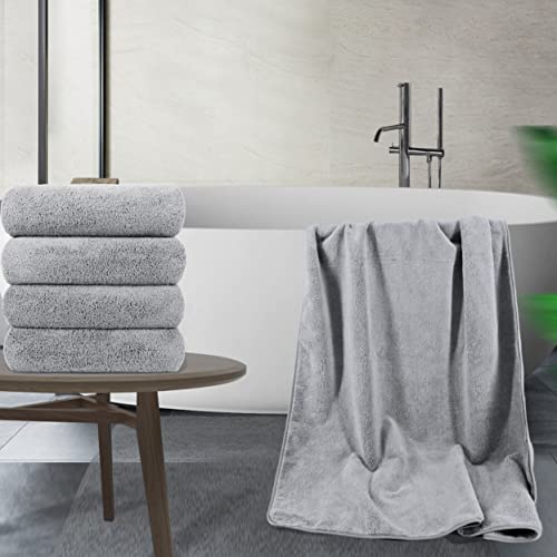 Serviette de bain microfibre absorbante drap de douche gris Polyte 145 x 76 cm