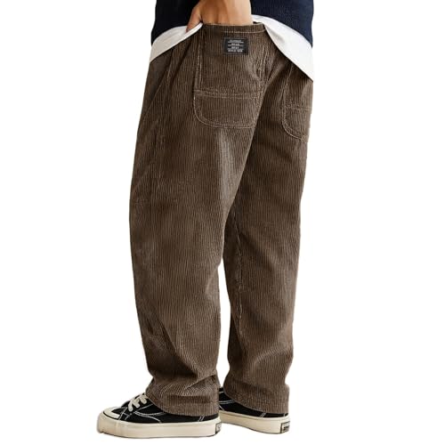 Mens Corduroy Pants, Men's Loose Corduroy Ribbed Embroidered Wide Leg Drawstring Sweatpants Trousers, New Pants2