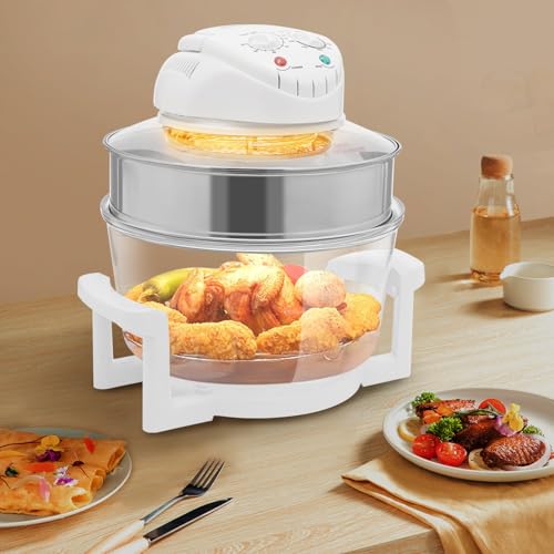 KWCWB 17L Convection Roaster Air Fryer Oven,360° Heating Glass Air Fryer, Multifunction Roaster,for Grilling, Roasting, Baking