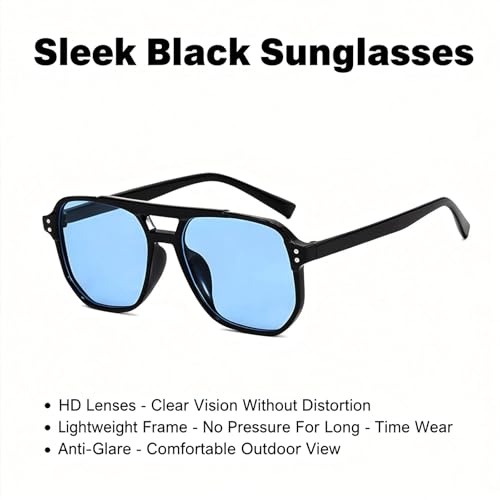 Black-framed Sunglasses with Blue Lenses - image 3
