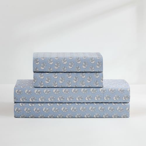 Parure de lit 4 pièces Lush Decor coton très grand lit draps bleus - 6