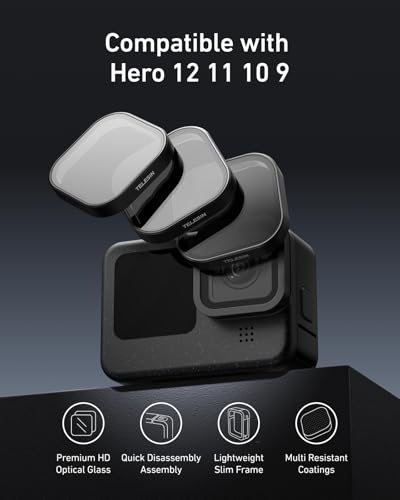 Image of TELESIN 3 Pack Neutral Density Filter ND8 ND16 ND32 Compatible with GoPro Hero 12 Hero 11 Hero 10 Hero 9 Black- Lens Filter Kit Lens Protector for Go Pro 12 11 10 9 Camera Accessories