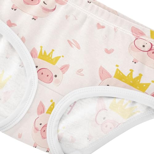 Wusikd Cute Cartoon Pigs Girls' Underwear Cotton Yellow Crown Girls Briefs Soft Toddler Underwear 2T4