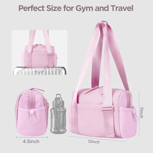 Mini Gym Bag for Women Small Gym Tote Bag with Wet Compartment Coin Wallet for Girl Yoga Workout Bag (Pink)2
