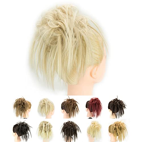IMISSU 2PZ Chignon disordinato pezzo Updo falso Estensione Scrunchies Posticci ricci ondulati Fascia per capelli chignon a coda di cavallo per donne e ragazze (2PZ Sporca bionda)